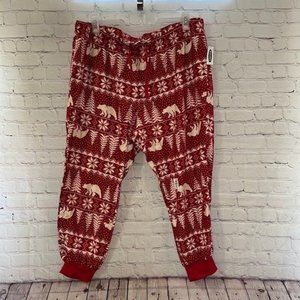 OLD NAVY Flannel Red & Cream Bear Fair Isle Pajama Pants